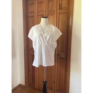 Sherry Taylor White Blouse With Side Zip, Size 2X